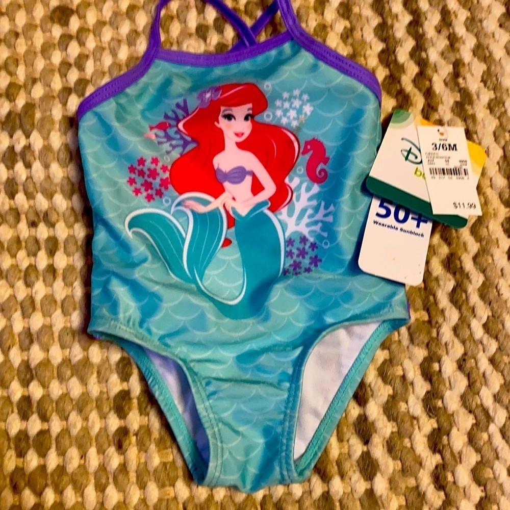 Infant 3-6 Month Disney Little Mermaid Swimsuit NWT UPF 50+ Summer Pool